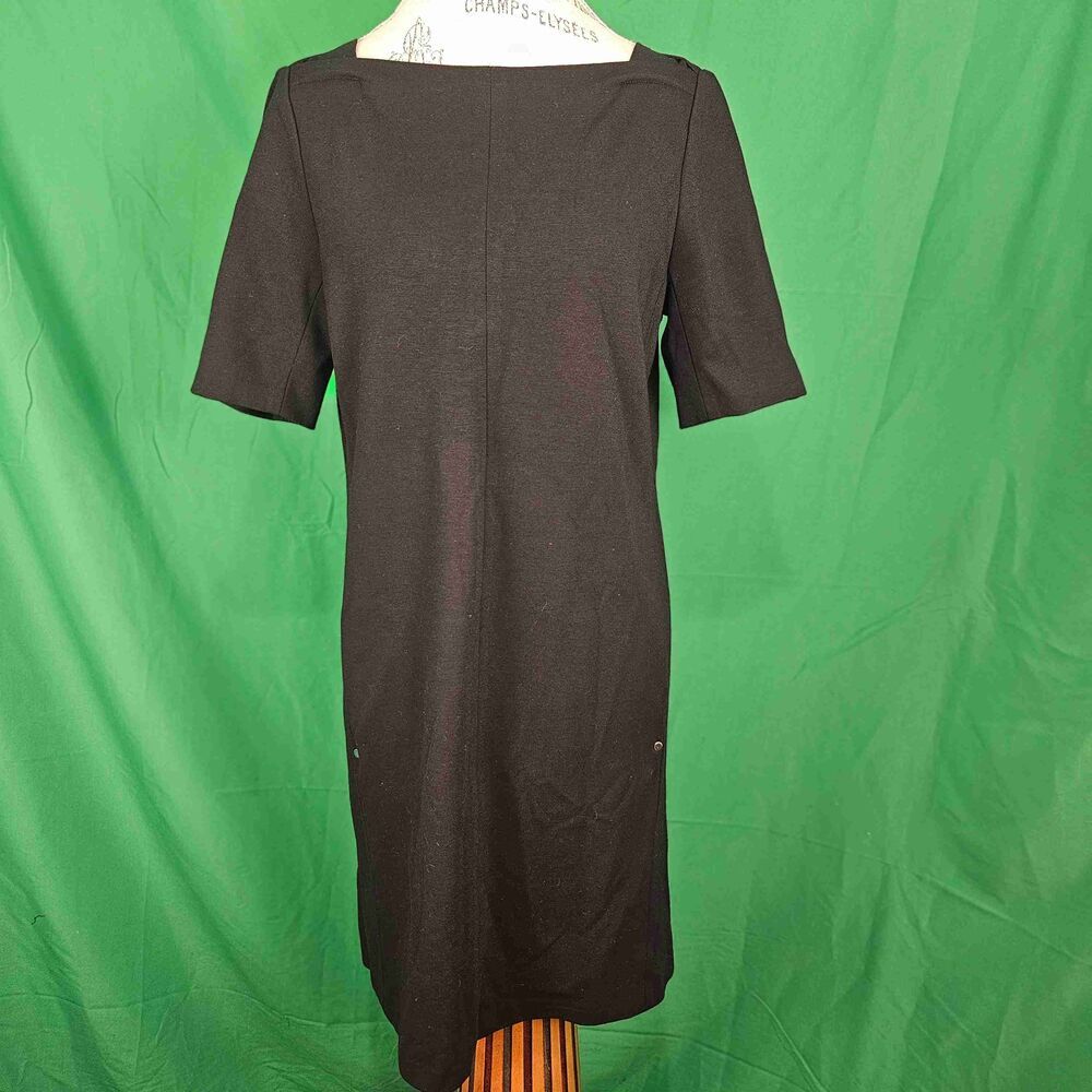 Lafayette‎ 148 Womens Black Square Neck Shift Dress Medium
